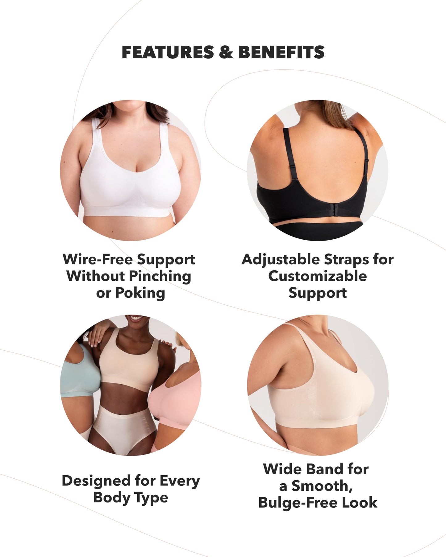 Bras for Women Wirefree - Adjustable Bras for Women No Underwire, Small to Plus Size Bralettes