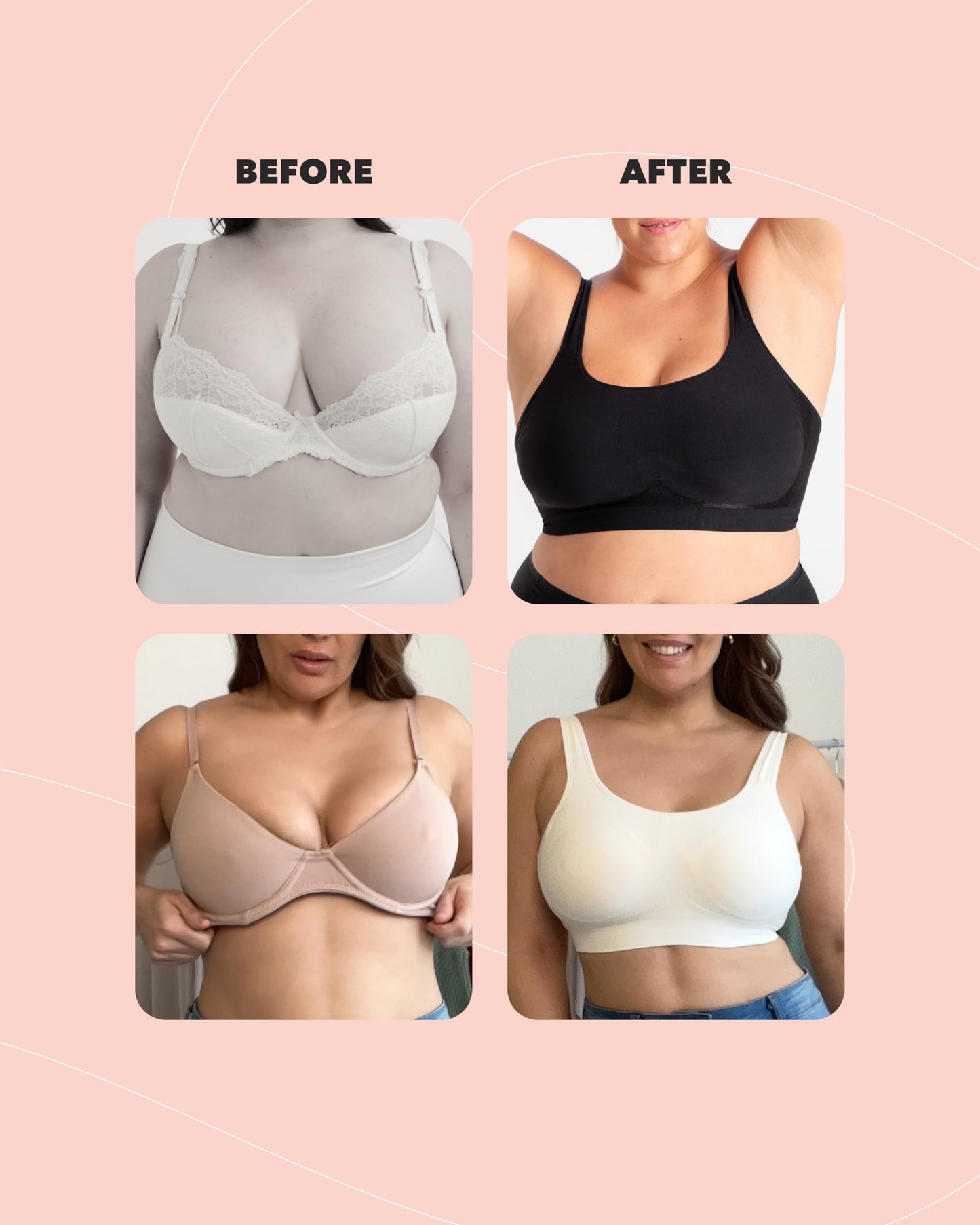 Bras for Women Wirefree - Adjustable Bras for Women No Underwire, Small to Plus Size Bralettes